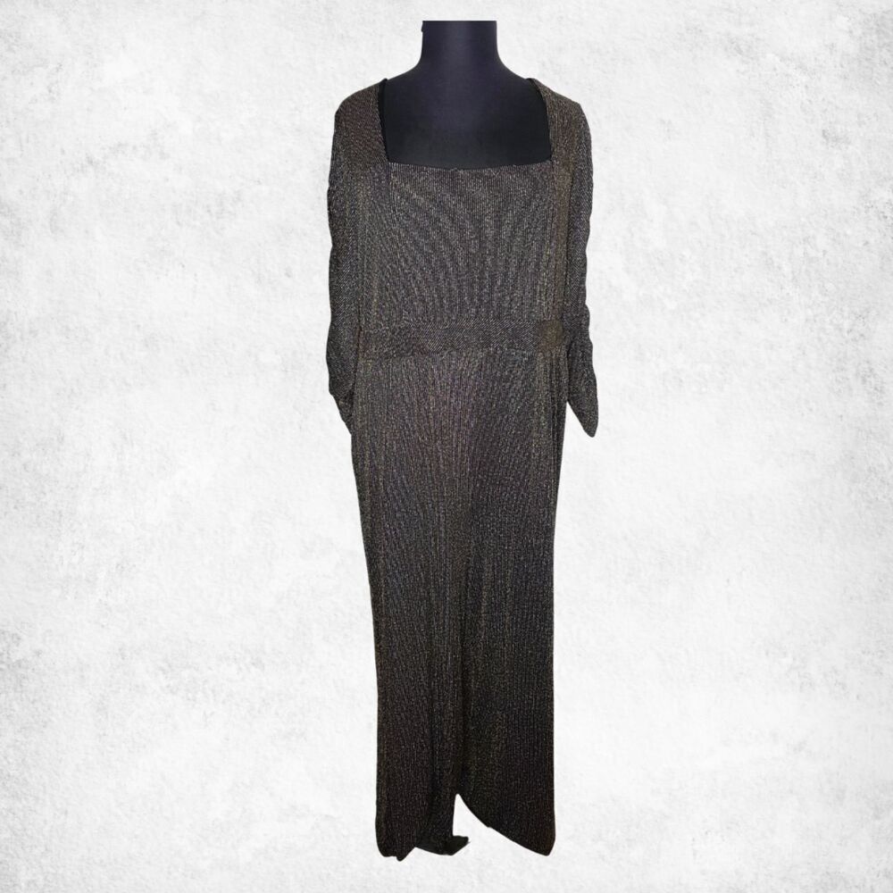 Torrid Glitter Knit Sweetheart Jumpsuit 24W – Black Gold Glam Evening - Picture 6 of 7